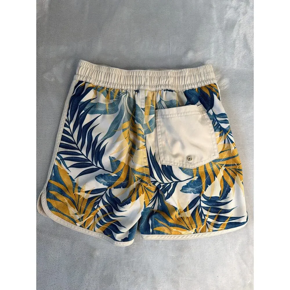 Old Navy Boys Swim Trunks Medium 8 M Tropical Palm Dolphin Hem Board Shorts
